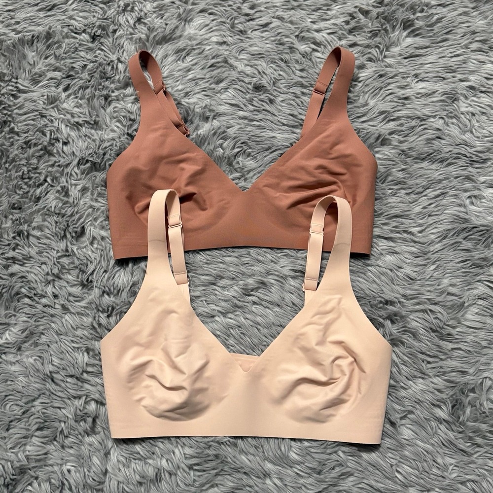 Bombas No Show Plunge Bralette Seamless Bras Coco Pink No Padding Women's XS